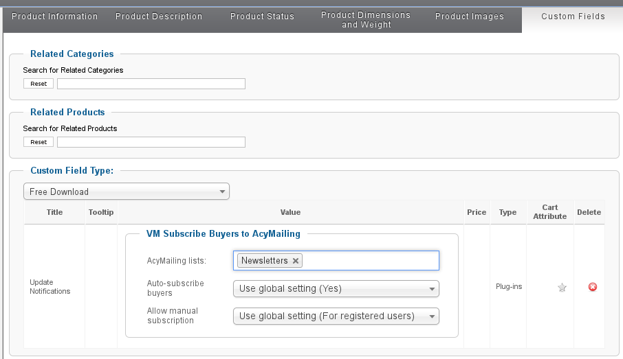 scy subscribe buyer - CustomField product